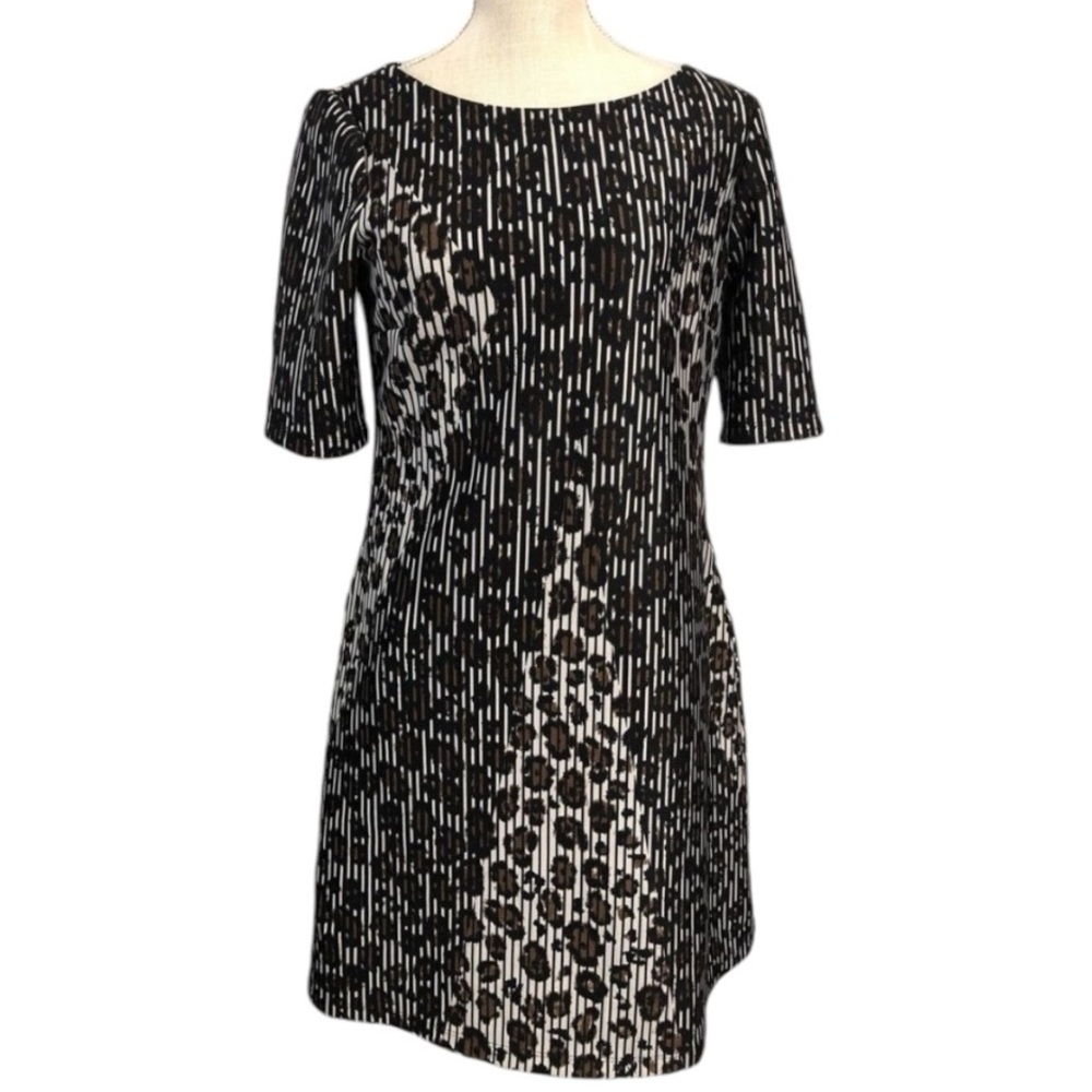 Just Taylor Dress Size 6 Striped Animal Print Short Sleeve Stretchy with Pockets